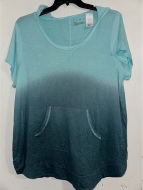 LIVI Lane Bryant 18/20 NWT Ombre Hooded Tunic Top Teal Plus Size